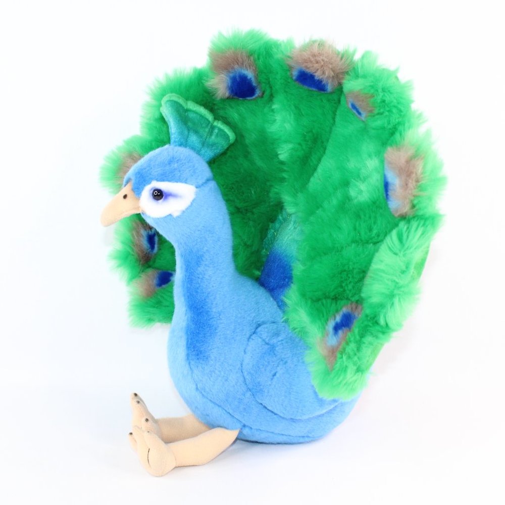 FAO Schwarz Plush Peacock Bird 2013 Blue Green Stuffed Animal 14" Stuffie - Picture 2 of 8